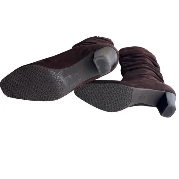 Talbots Chocolate Brown Ruched Suede Boots Size 6 - Picture 8 of 12